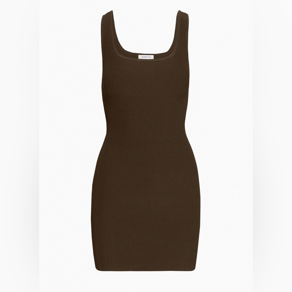 Aritzia Brown Ribbed Mini Tank Dress